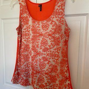 Maurices Sleeveless Orange and Cream Size L Lace/Embroidery